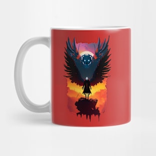 fantastic wings devil skull on rock graphic design and illustration by ironpalette Mug